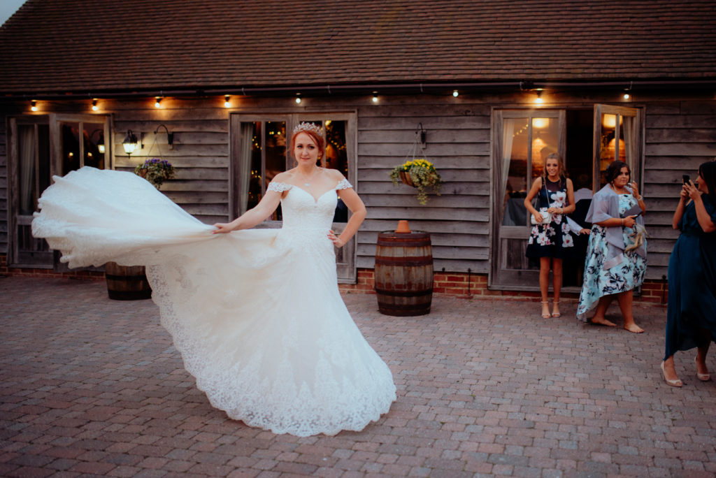 Kent wedding photographer The Ferry House Inn Harty Creative wedding Magical themed wedding DIY wedding crafts book themed Harry Potter Lord of the Rings wedding dress father of the bride candid wedding photos couples portraits first dance DJ