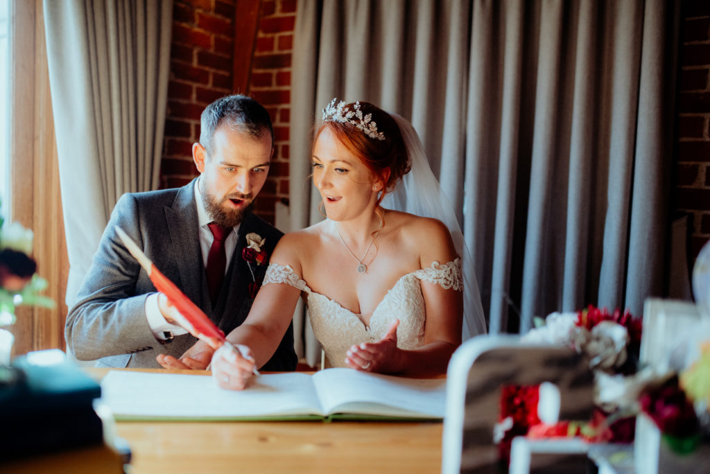 Kent wedding photographer The Ferry House Inn Harty Creative wedding Magical themed wedding DIY wedding crafts book themed Harry Potter Lord of the Rings wedding ceremony