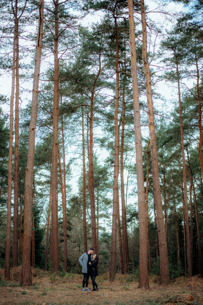 Engagement photoshoot in the woods Surrey