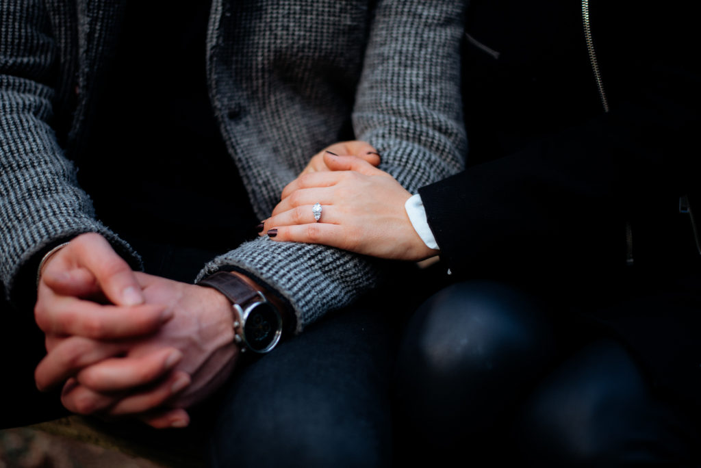 Close up of the engagement ring