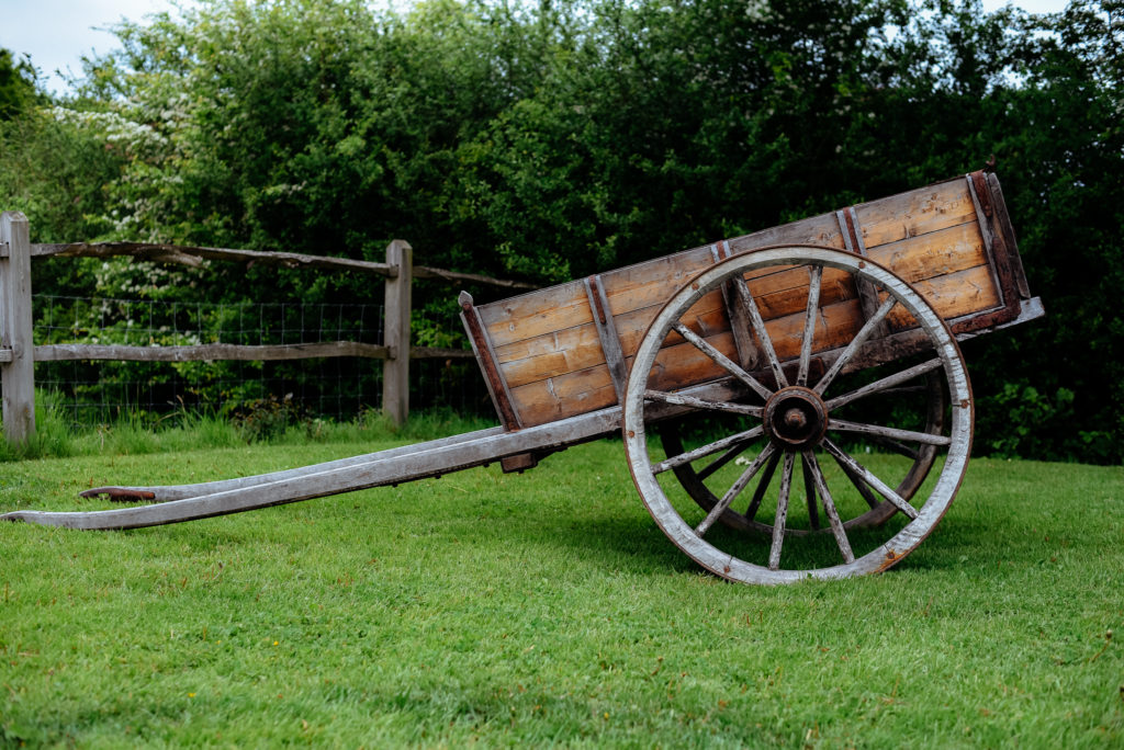 old horse drawn cart wedding