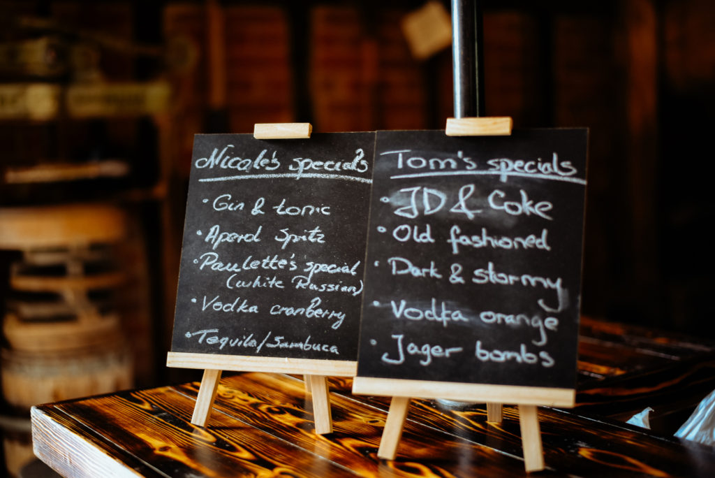 bride and groom bar drinks