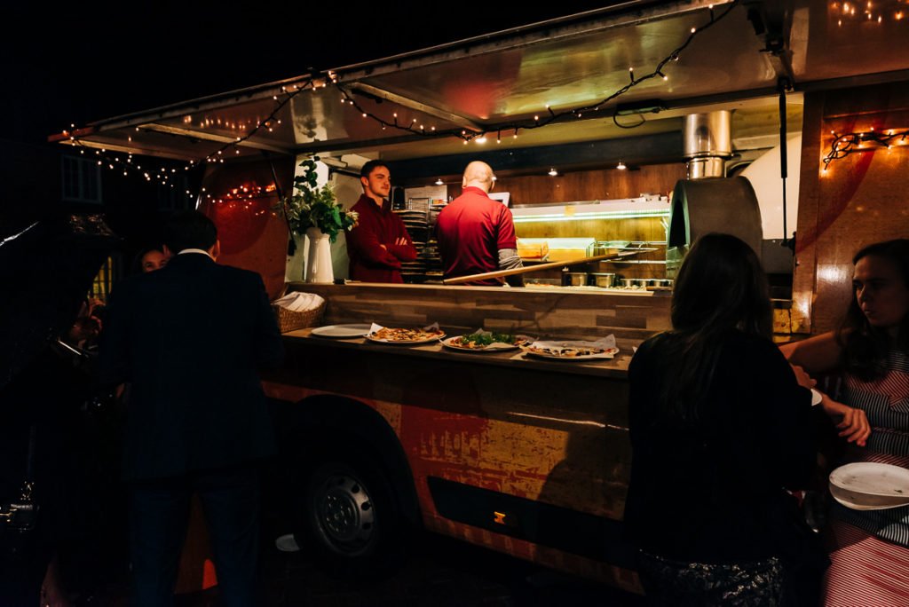 Pizza truck for evening wedding food