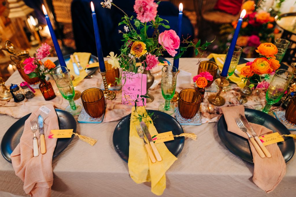colourful wedding tables scape