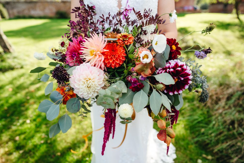 Colourful wedding flower bouquet
