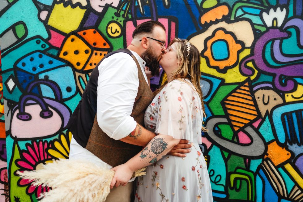 Coupel during their colourful and bold wedding