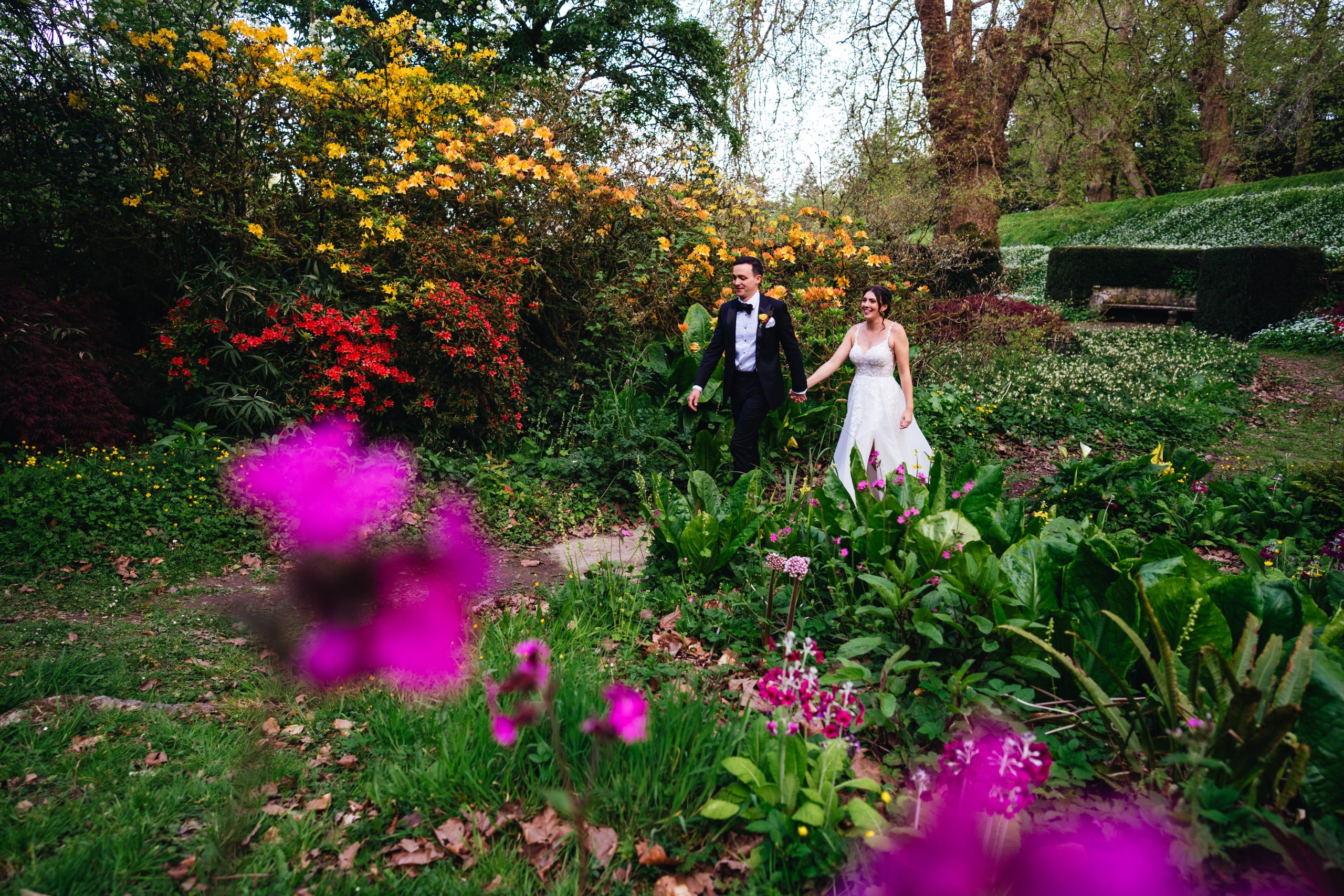 Colourful devon wedding photoshoot at Dartington Hall