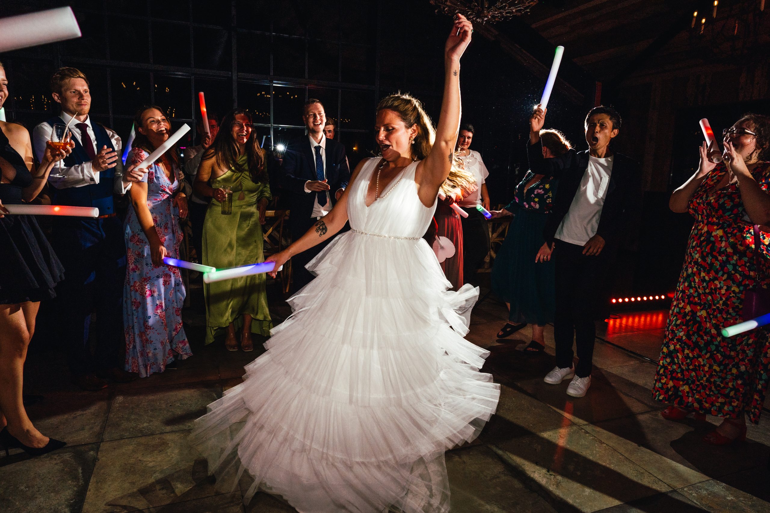 A fun wedding dance floor by a Devon wedding photographer