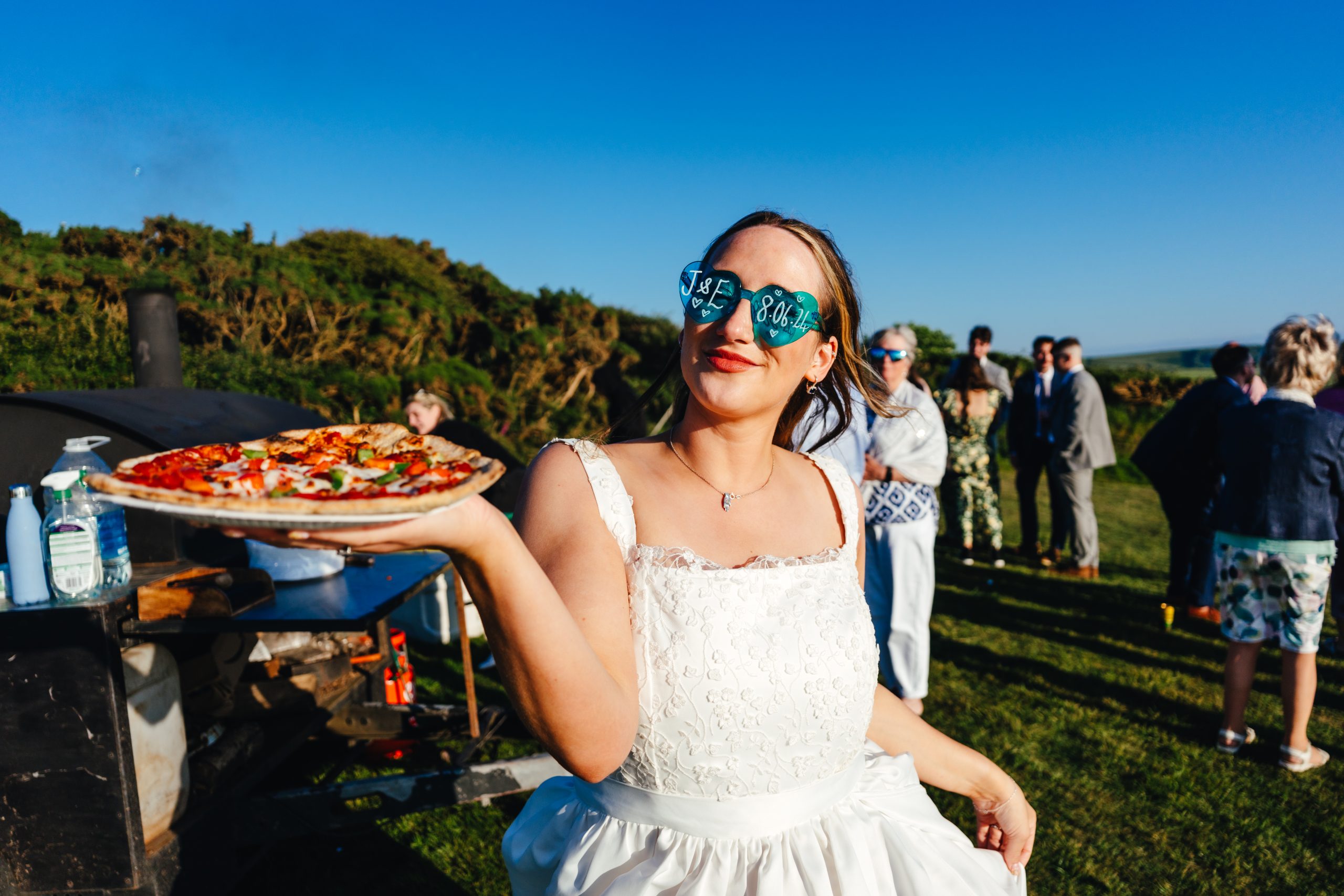 pizza truck at a coastal devon wedding